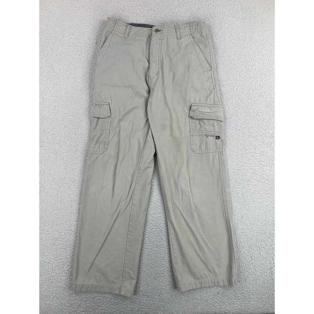 Quiksilver Boys Cargo Pants 18 Beige Twill Cotton Relaxed Pockets S205793